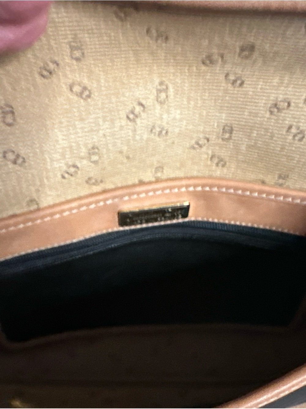 Vintage Christian Dior Black Canvas with Beige Leather Crossbody Saddle Bag - Picture 13 of 16